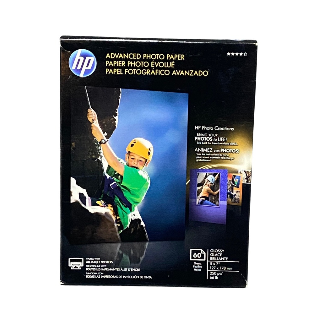 HP Advanced Photo Paper 5x7 Glossy 60 Sheets Q8690A Inkjet Printer Paper New